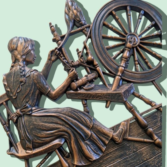 Charming Vintage “Spinning Jenny” Wall Plaque by Coppercraft - Picture 7 of 7